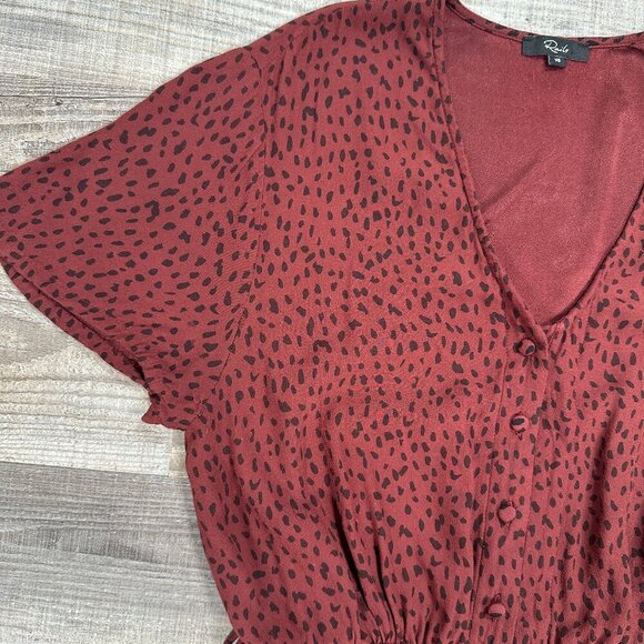 Rails Size XS V-Neck Cropped Jumpsuit Maroon & Black Wide Leg - Picture 11 of 16